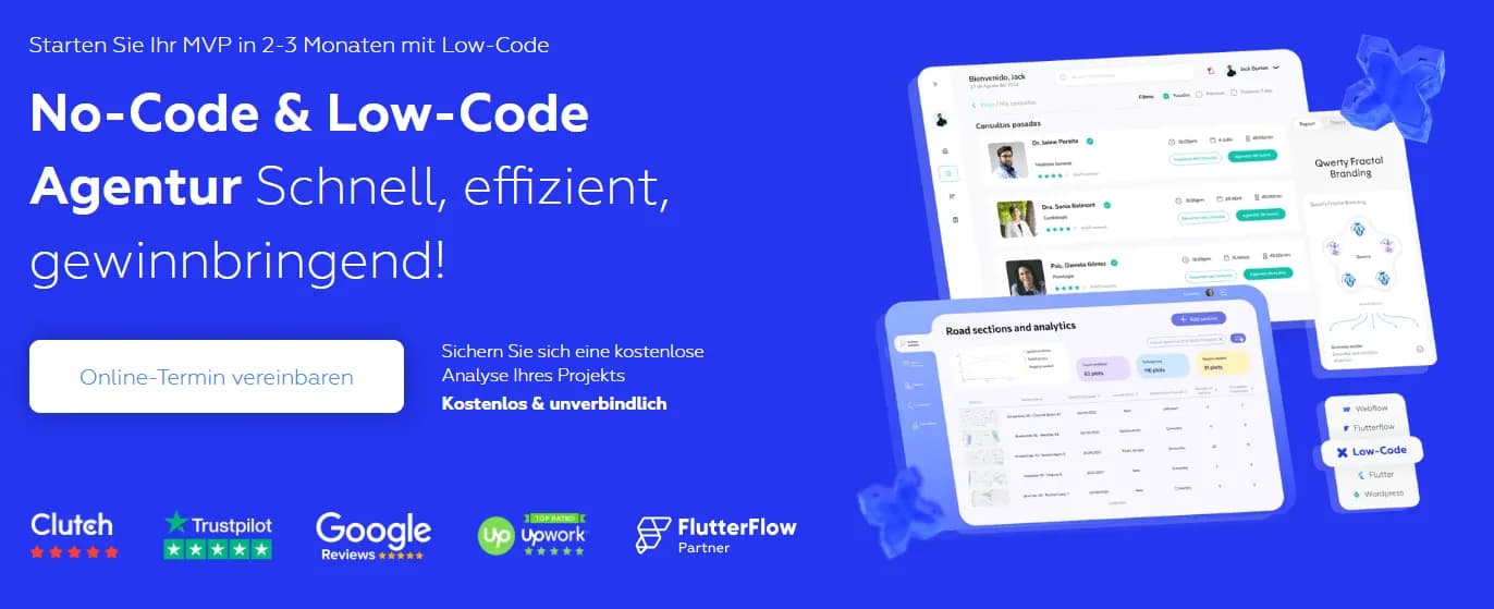 Xmethod agency homepage promoting fast No-Code and Low-Code MVP development services
