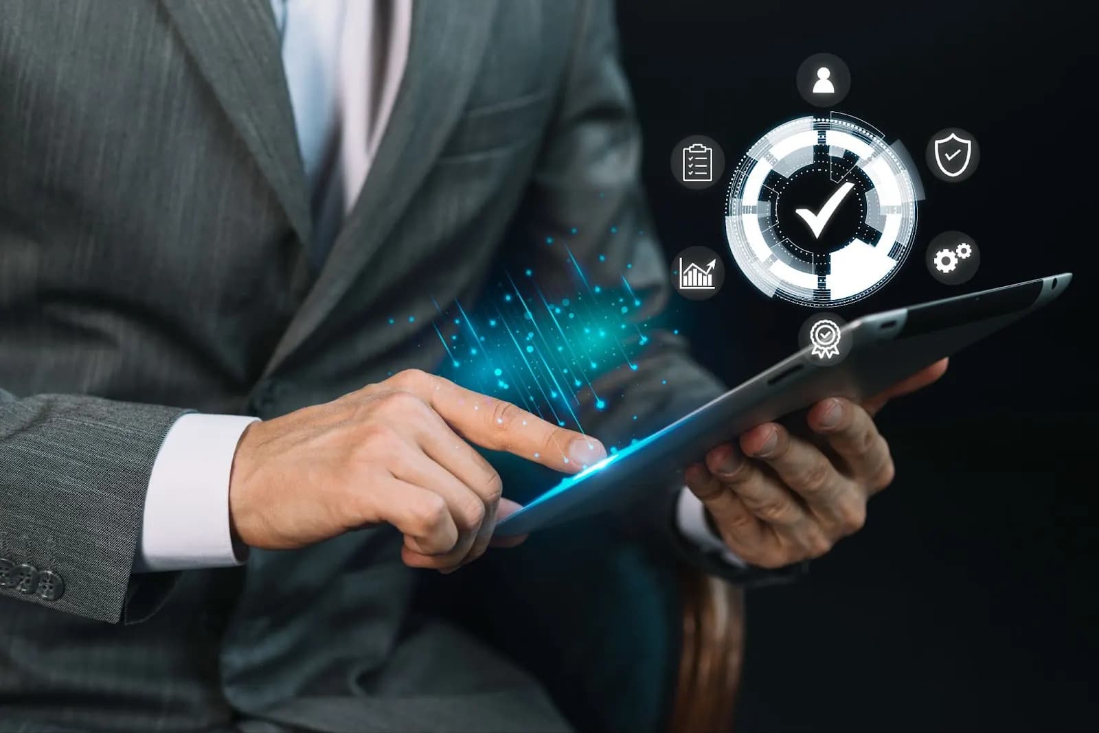 Mobile app interface with no-code tools and digital service icons
