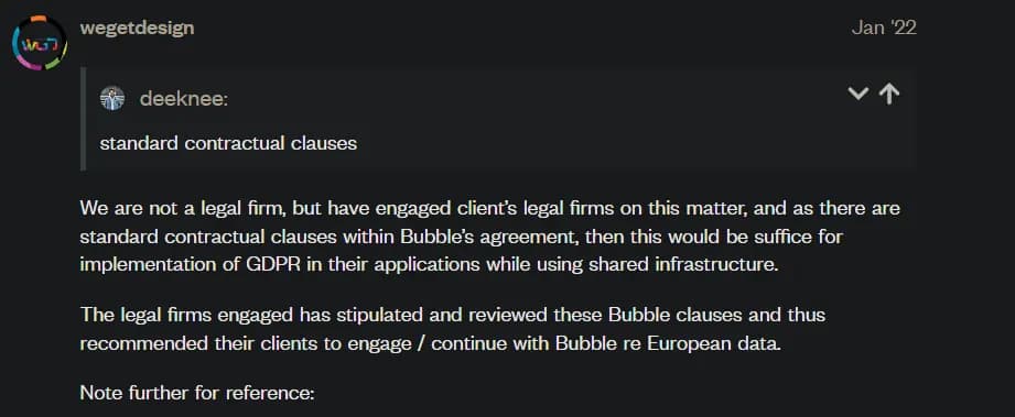 Legal firms confirm that Bubble.io has taken the needed measures to ensure GDPR compliance