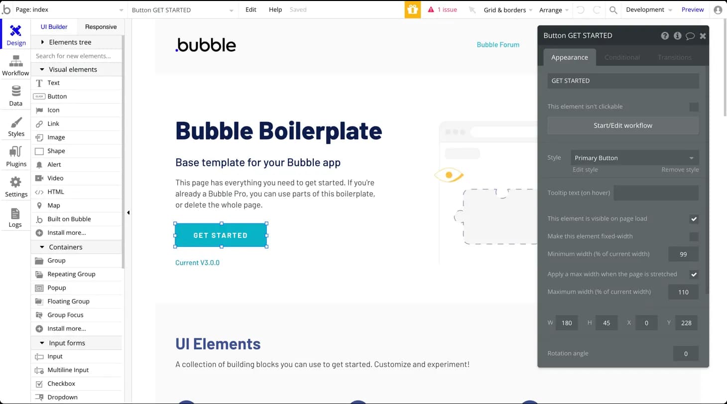 Bubble is among the most popular visual no-code builders