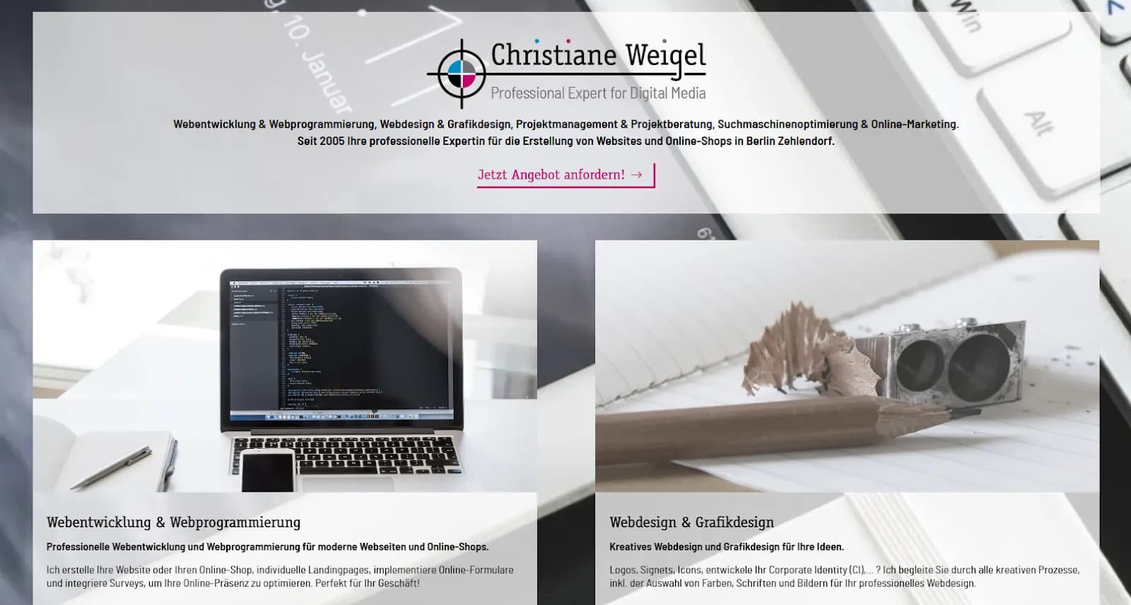 Homepage von Christiane Weigel, professionelle Expertin für Webentwicklung und Webdesign in Berlin