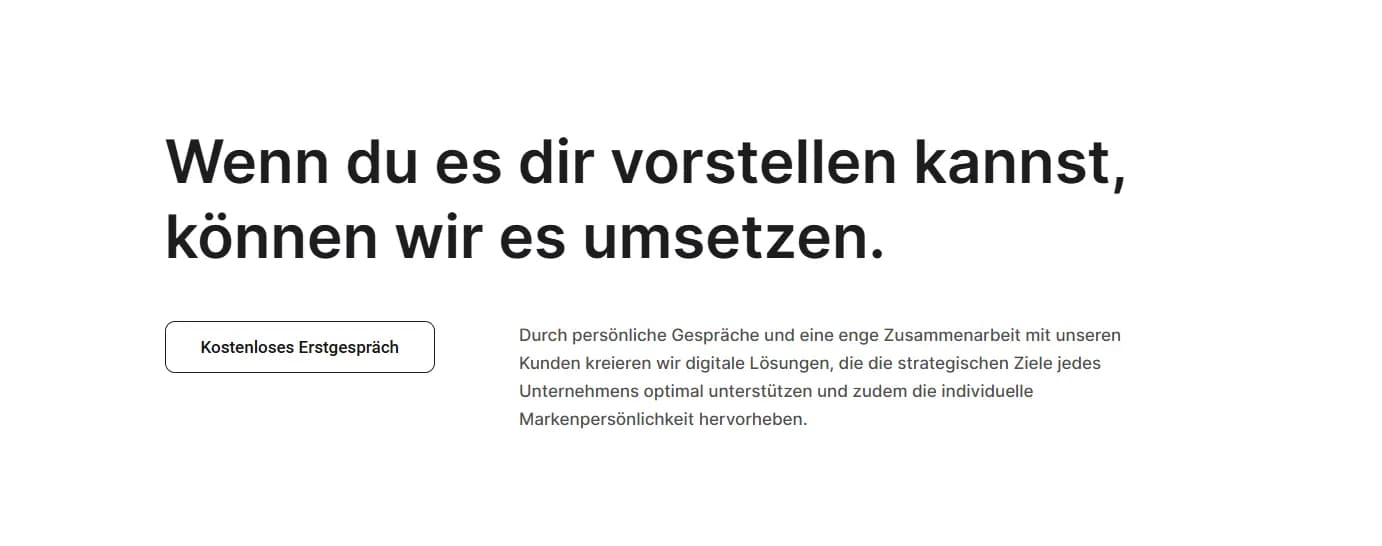 DevHelden agency website promising custom implementation of digital ideas with a focus on personal collaboration