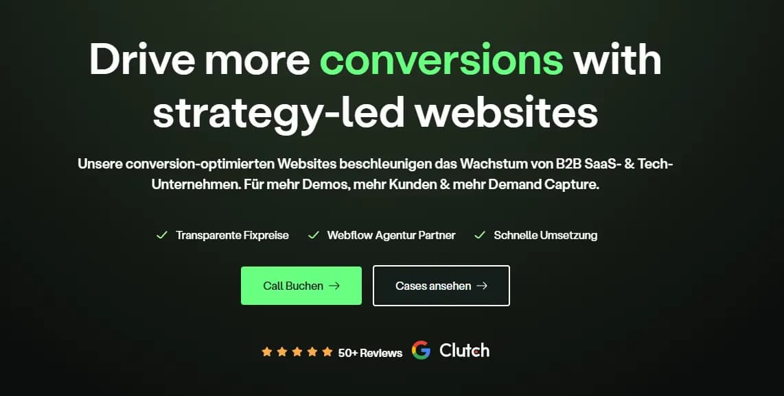 Startseite der Agentur Growably mit Fokus auf conversion-optimierte Websites für B2B SaaS- und Tech-Unternehmen