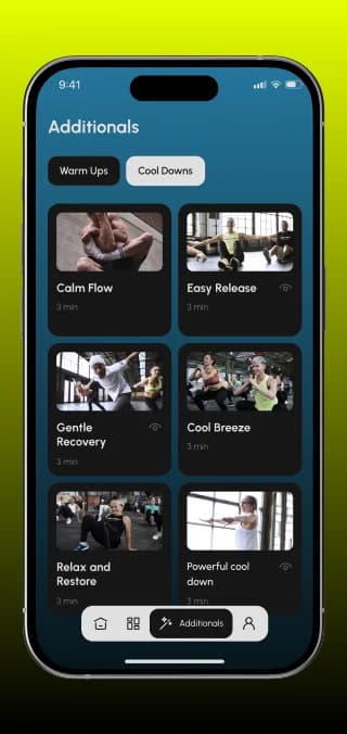 Bibliothek mit Warm-ups und Cool-downs als kurze Videos