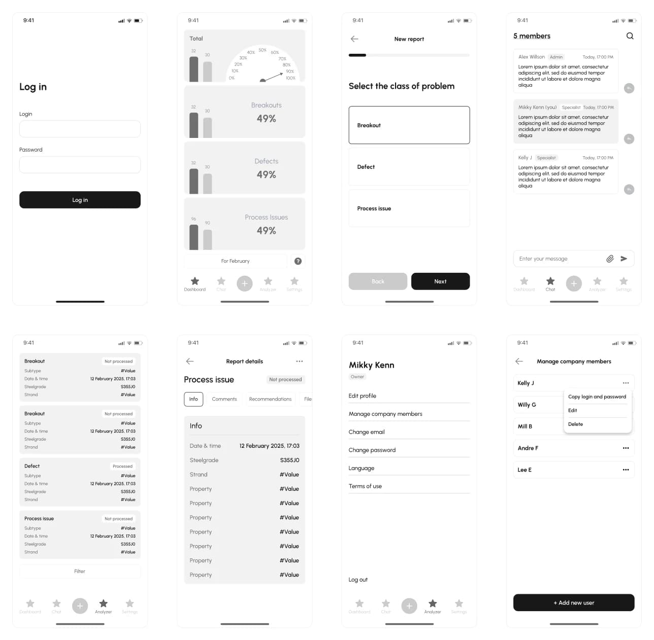 Wireframes der Caster-Wizard-App