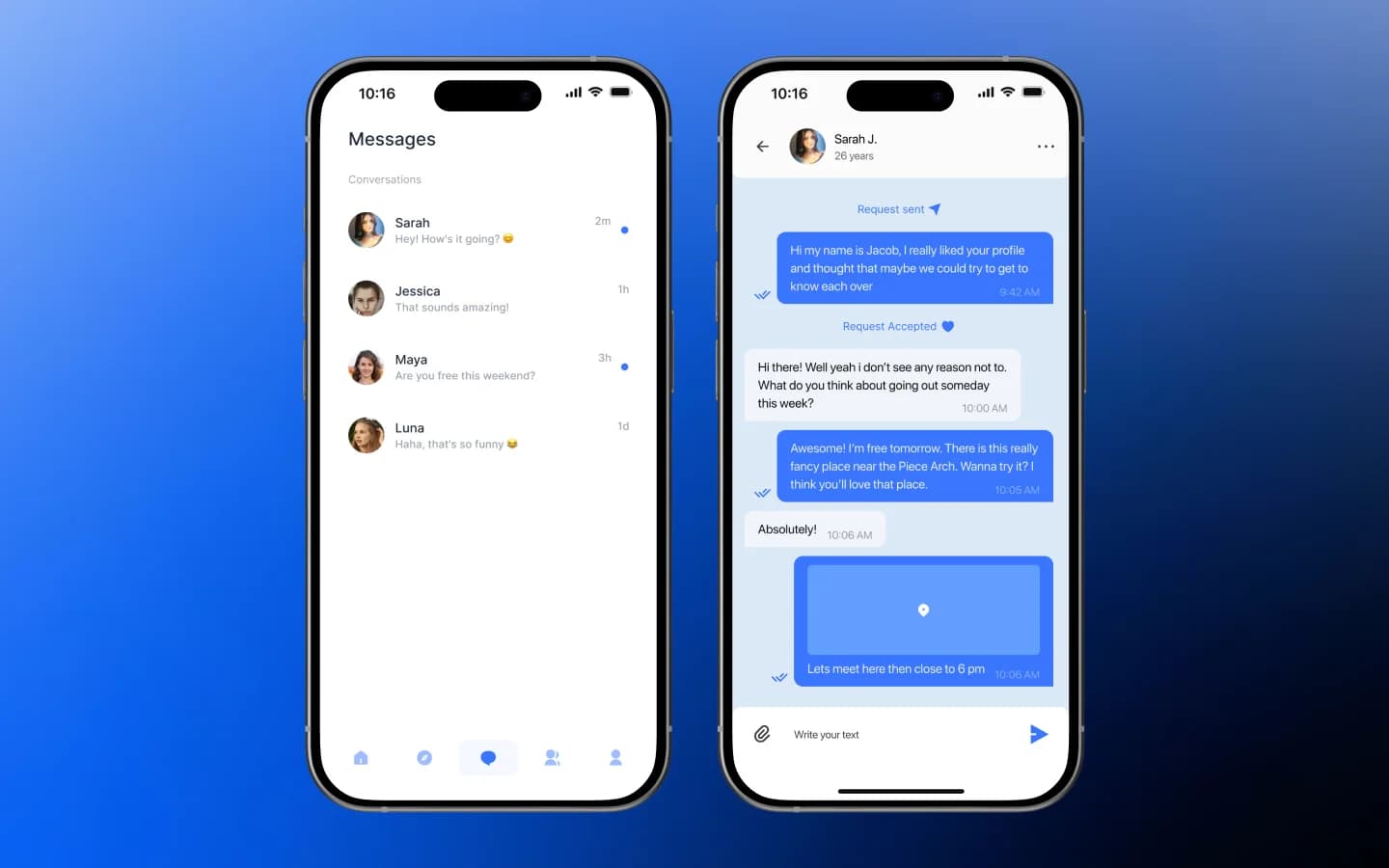 Kissmet-Gesprächsliste und Chat mit geteiltem Treffpunkt
