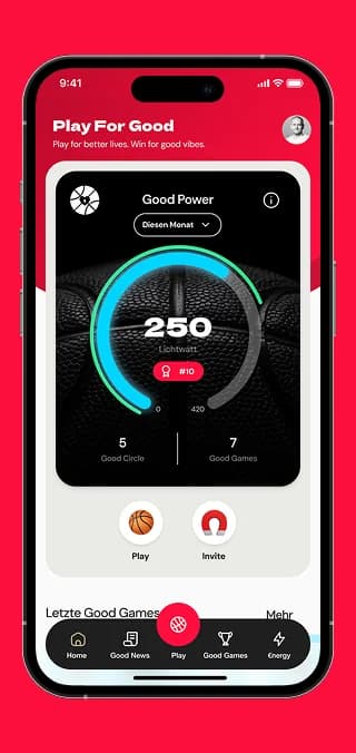 Good-Power-Anzeige mit Good Circle und Good Games