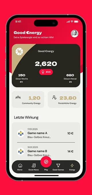 Good-Energy-Wallet mit Woche, Monat und Community-Anteil