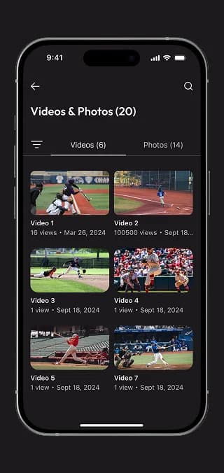 Galerie mit Videos und Fotos eines Athleten